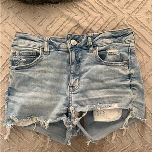 American Eagle Outfitters Blue Jean Shorts High-Waisted Distressed